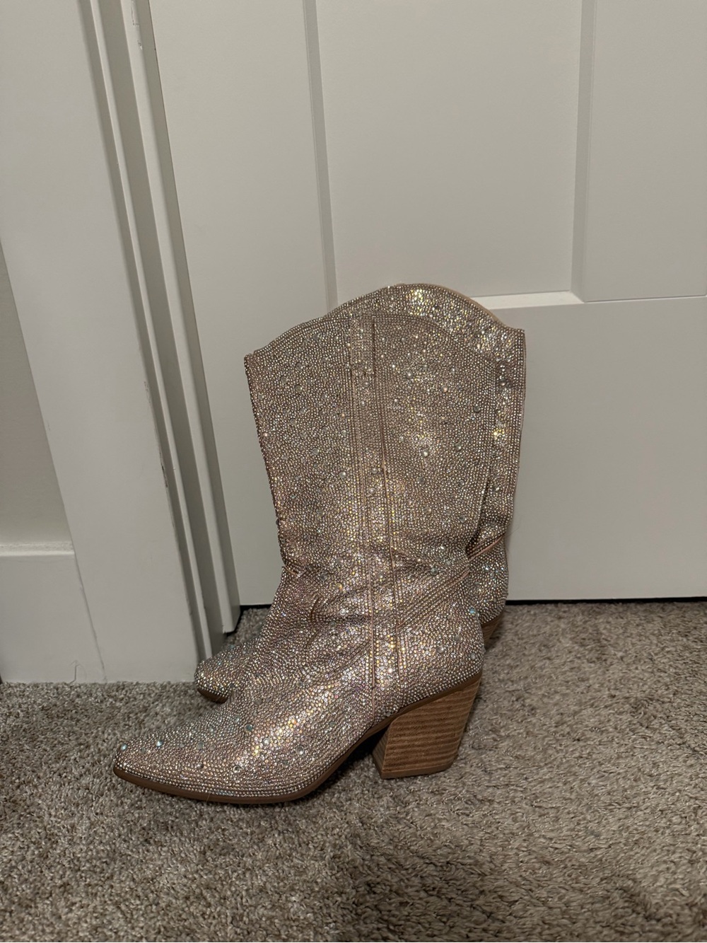 ARULA Rhinestone Western Wide Calf Boots